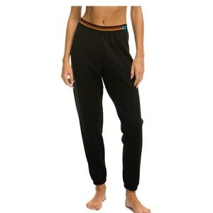 LOGO STRIPE SWEATPANTS - BLACK